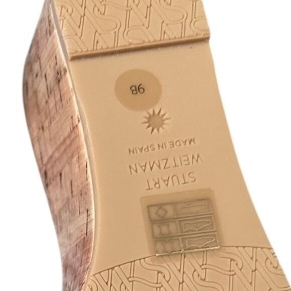 Stuart Weitzman Pink Suede Cork Platform Slide Sandals – Size 9B Retail $395 - Picture 5 of 5